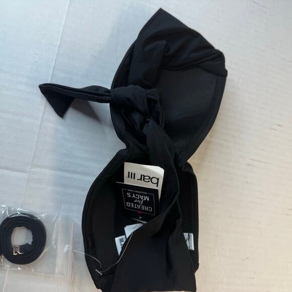 Bar III Women’s Swimwear Core Solids Twist Bandeau Bikini Top Black NWT XS - Picture 4 of 8